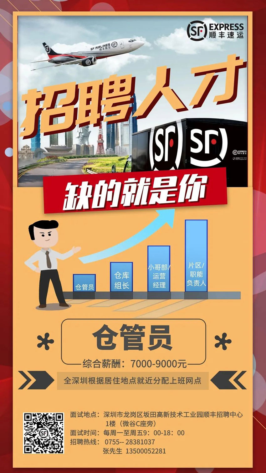 深圳招聘，高中/中專可報，月薪可達12000元！順豐招聘