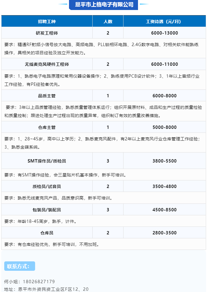 恩平招聘|中專可報！恩平一大批企業招聘公告